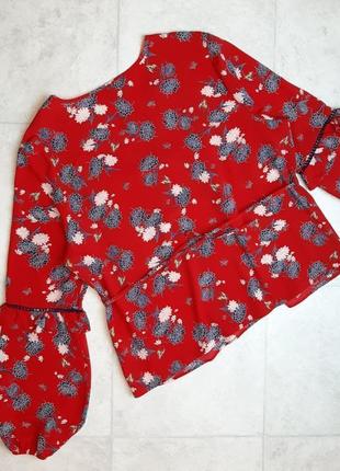 1+1=3 красивая красная блуза блузка цветочный принт primark, размер 52 - 542 фото