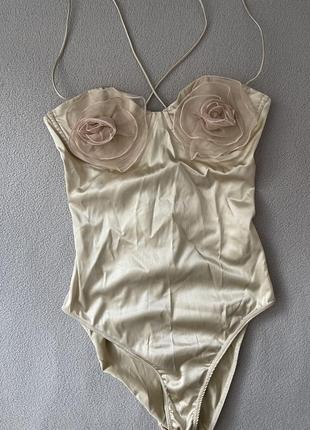 Шовкове боді з трояндами zara
