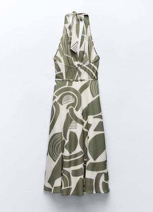 Платье с принтом и воротником хальтер от zara, размер s, l*9 фото