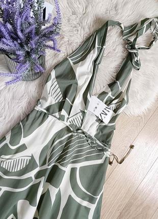 Платье с принтом и воротником хальтер от zara, размер s, l*7 фото