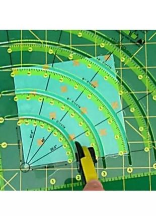 Линейка для пэчворка и квилтинга 8х 8 дюймов с прорезями для дуг, кругов (акрил 3мм) (6576)2 фото