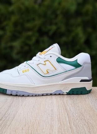 New balance 550 білі з зеленим з жовтим  ods10956