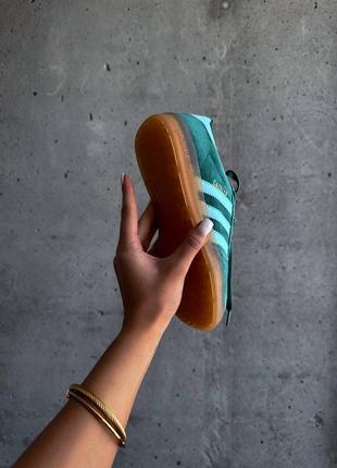 Новинка! женские кроссовки adidas gazelle “indoor collegiate green blue”8 фото