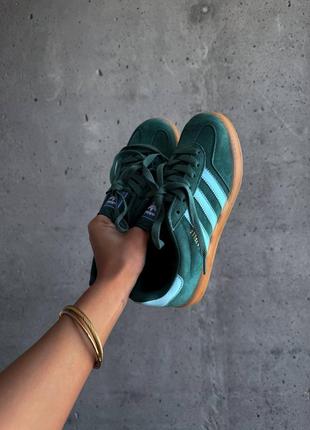 Новинка! женские кроссовки adidas gazelle “indoor collegiate green blue”7 фото