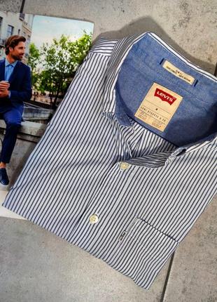 Мужская модная тениска levi's  в синем цвете  в полоску размер м