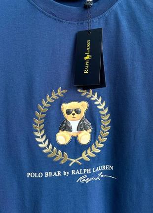 Чоловіча футболка бавовняна синя polo ralph lauren 100% cotton / поло літній одяг7 фото
