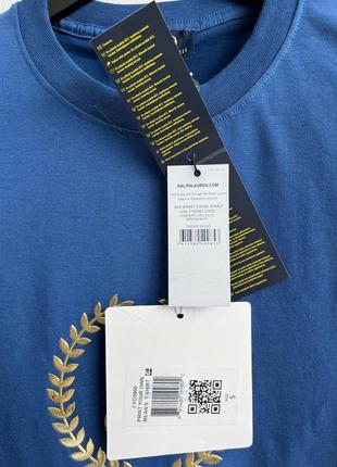 Чоловіча футболка бавовняна синя polo ralph lauren 100% cotton / поло літній одяг9 фото