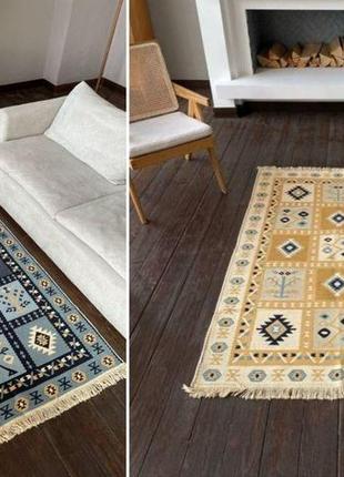 Бавовняний двобічний килимок, без ворсу, розмір 60x90