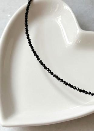 Чокер натуральная черная шпинель, колье из натуральных камней, сияющий чокер черный с...