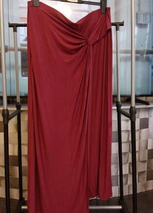 Трикотажная женская весенне-летняя юбка макси в пол большой размер 54-562 фото