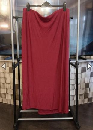 Трикотажная женская весенне-летняя юбка макси в пол большой размер 54-563 фото