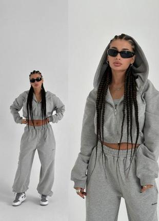 Теплый спортивный костюм oversize на молнии