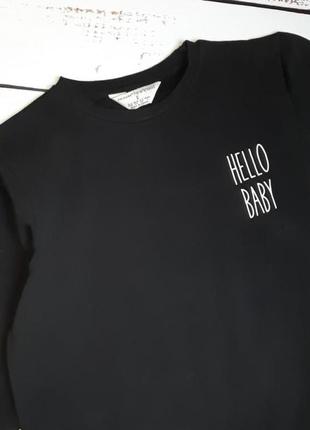 1+1=3 базовый черный свитшот на флисе primark оверсайз hello baby, размер 44 - 462 фото
