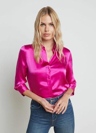 Роскошная рубашка блуза атлас в насыщенном малиновом розовом конфетном оттенке от topshop