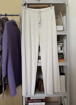 Трикотажные широкие базовые брюки брюки брюки в рубчик прямые уровни палаццо na-kd3 фото