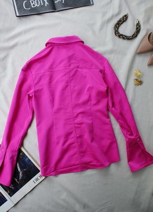 Розкішна сорочка блуза атлас у насиченому малиновому рожевому цукерковому відтінку від topshop7 фото