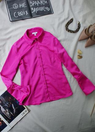 Роскошная рубашка блуза атлас в насыщенном малиновом розовом конфетном оттенке от topshop2 фото