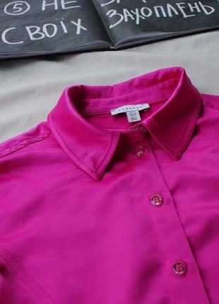 Розкішна сорочка блуза атлас у насиченому малиновому рожевому цукерковому відтінку від topshop3 фото