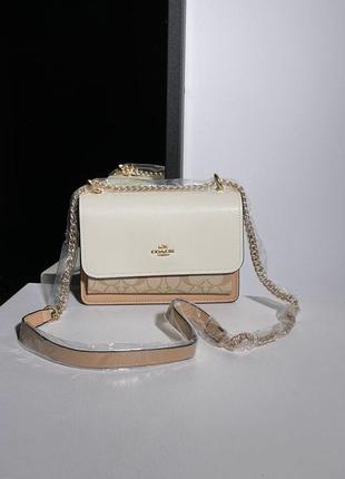 Сумка жіноча в стилі coach mini klare crossbody in signature canvas in light khaki/snake6 фото