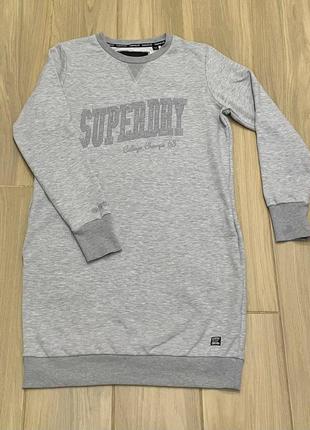 Акция 🎁 стильное спортивное трикотажное платье superdry серого цвета guess uniqlo4 фото