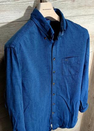 Мужская элегантная  хлопоковая  рубашка finch- hatton cashmere feeling германия в синем цвете размер xl4 фото