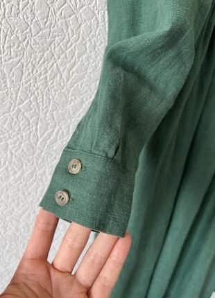 Льняное зеленое платье миди в стиле бохо moonlinen2 фото