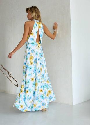 Квіткова сукня із бавовни довжина максі2 фото