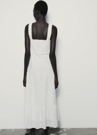 Платье миди с прорезной вышивкой от zara, размер s*6 фото