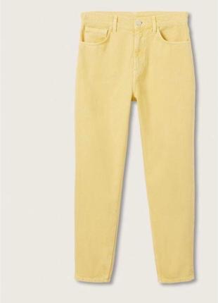 Джинсы mango пастельного желтого лимонного цвета джинсы mom мм размер s 100% хлопок3 фото