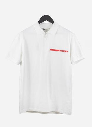 Мужская футболка хлопковая белая prada 100% cotton / прада летняя одежда9 фото