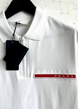 Чоловіча футболка бавовняна біла prada 100% cotton / прада літній одяг5 фото
