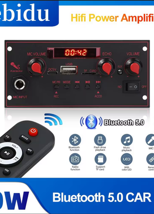 Bluetooth декодер, усилитель 2*10w. мр3 плеер, фм приёмник. караоке.
