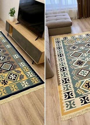 Турецький безворсовий, двосторонній килим з бавовни для вашого дому, розмір 60x902 фото