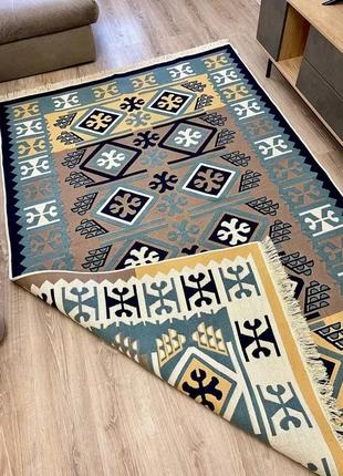 Турецький безворсовий, двосторонній килим з бавовни для вашого дому, розмір 60x909 фото