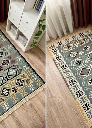 Турецький безворсовий, двосторонній килим з бавовни для вашого дому, розмір 60x903 фото