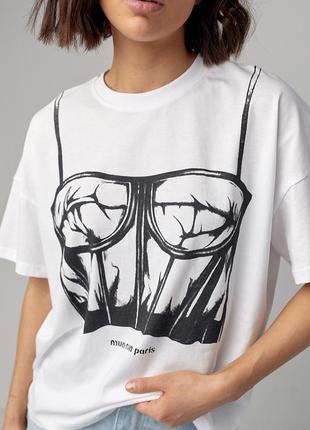 Жіноча футболка з принтом у вигляді корсета3 фото