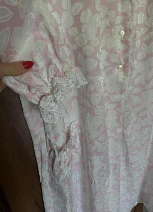 Итальянская стильная сорочка ночнушка , платье для сна размер оверсайз пижама с рюшами2 фото