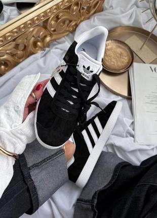 Женские кеды adidas gazelle black white 😊9 фото