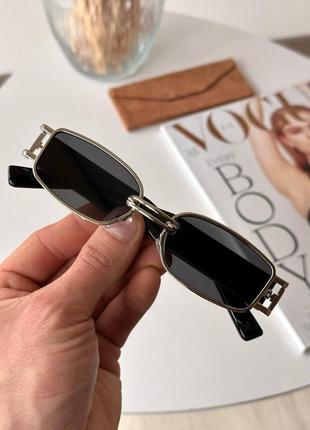 Сонцезахисні окуляри сталева оправа прямокутні5 фото