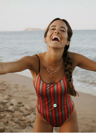 Слитный купальник в полоску calzedonia