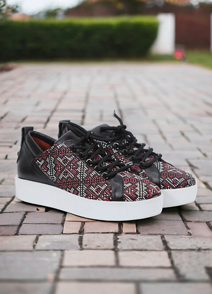 Кожаные женские кеды сникеры вышиванка alexander smith 🇬🇧 37-38 размер