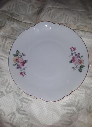 Большое блюдо тарелка барановка с цветочками 60-х1 фото