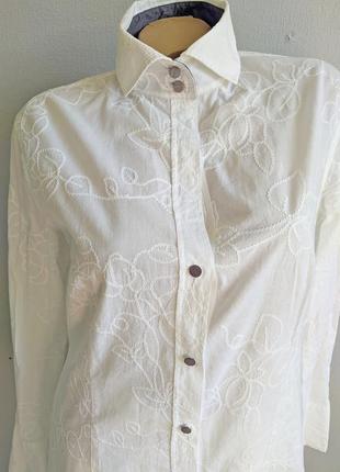Бавовняна блуза з вишивкою, otto kern*2 фото