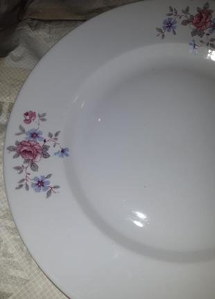 Большое блюдо - тарелка 30 см барановка 50-х с цветочками пионами3 фото