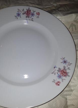 Большое блюдо - тарелка 30 см барановка 50-х с цветочками пионами4 фото