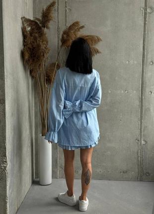 Жіночий літній костюм з льону (шорти + сорочка)8 фото