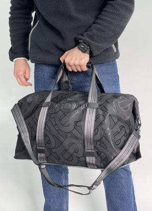 💎 burberry black monogram recycled polyester jacquard holdall1 фото