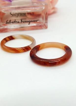 💍🐿️ тонкое кольцо натуральный коричневый полосатый агат р.16, 17,54 фото