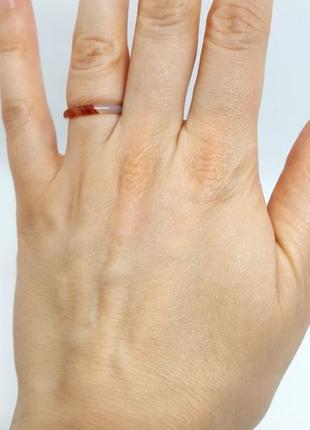 💍🐿️ тонкое кольцо натуральный коричневый полосатый агат р.16, 17,56 фото