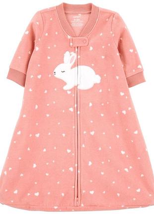 Красивый теплый флисовый спальник для девочки carters